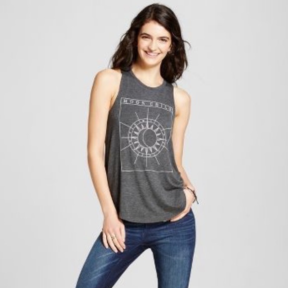 Peaceful Warrior Tops - Peaceful Warrior Grey Moon Child Oversized Tank